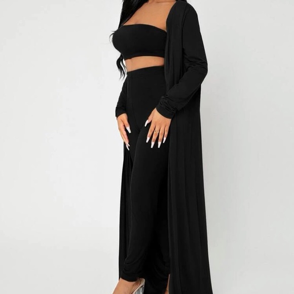 SHEIN SXY Open front coat & tube top with leggings LARGE - Picture 4 of 5